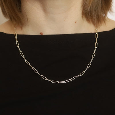 Fancy Paperclip Chain Necklace Sterling Silver