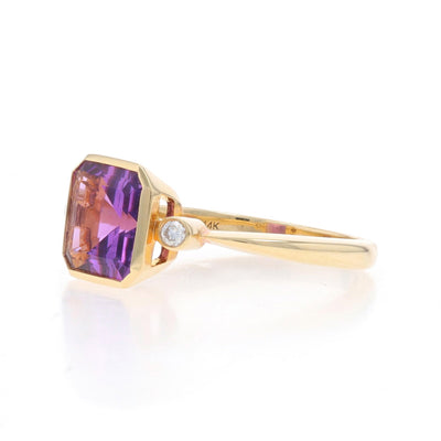 3.30ctw Amethyst and Diamond Ring Yellow Gold