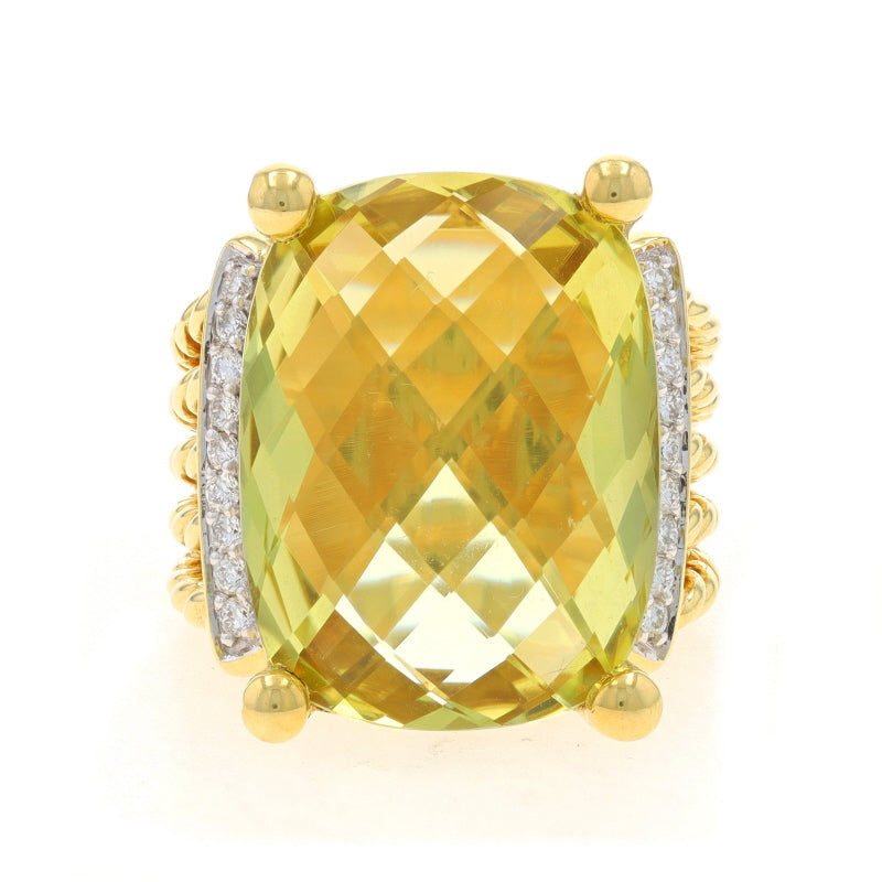 David Yurman .20ctw Lemon Quartz and Diamond Ring Yellow Gold