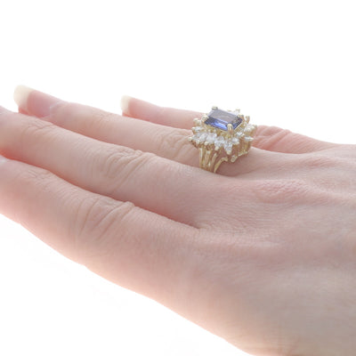 3.09ctw Tanzanite and Diamond Ring Yellow Gold