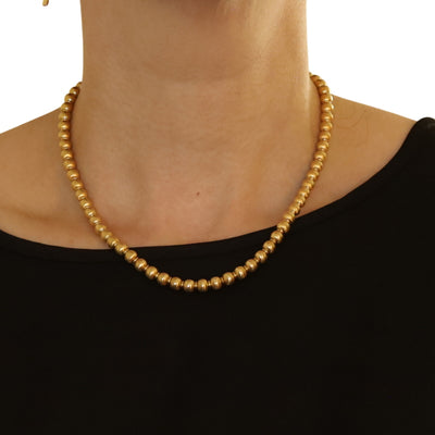 Beaded Strand Necklace Yellow Gold