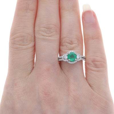 1.46ctw Emerald and Diamond Ring White Gold