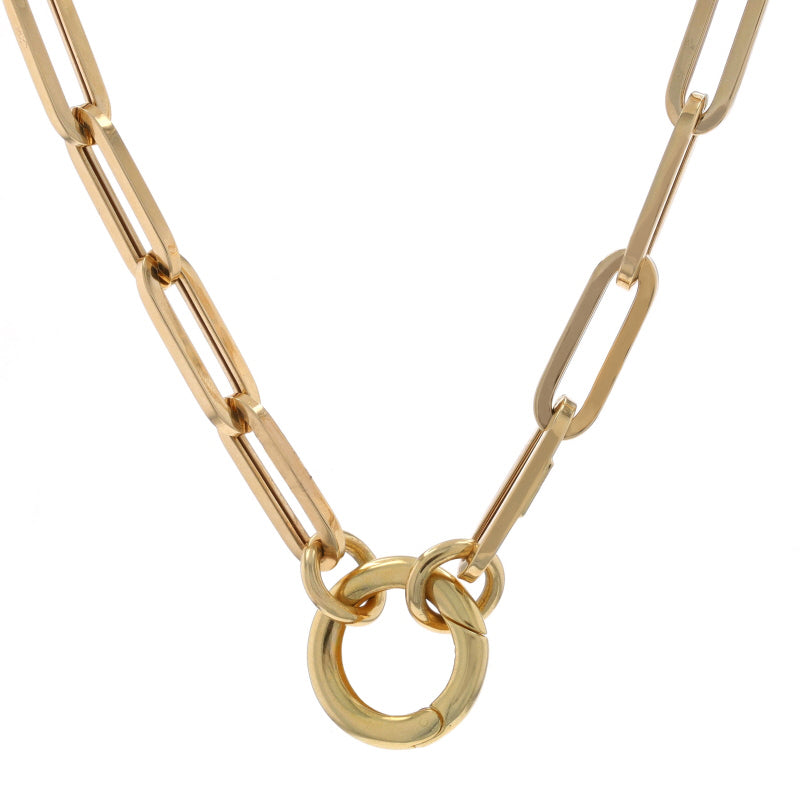 Paperclip Chain Necklace Yellow Gold