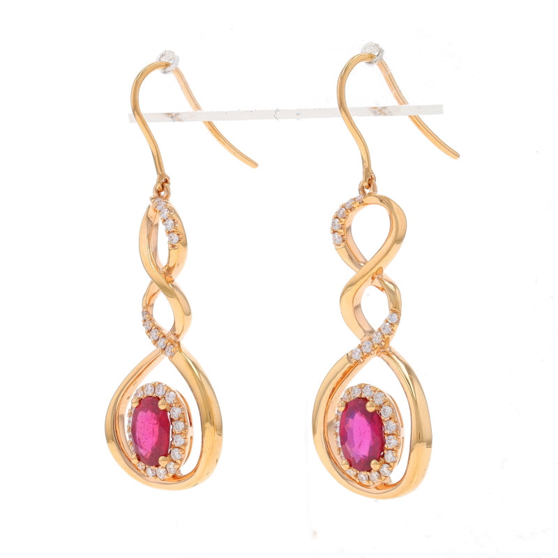 3.14ctw Ruby and Diamond Earrings Yellow Gold