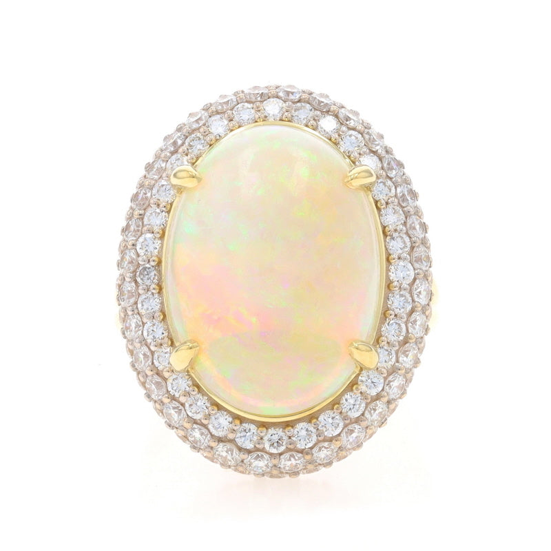 10.13ctw Opal and Diamond Ring Yellow Gold