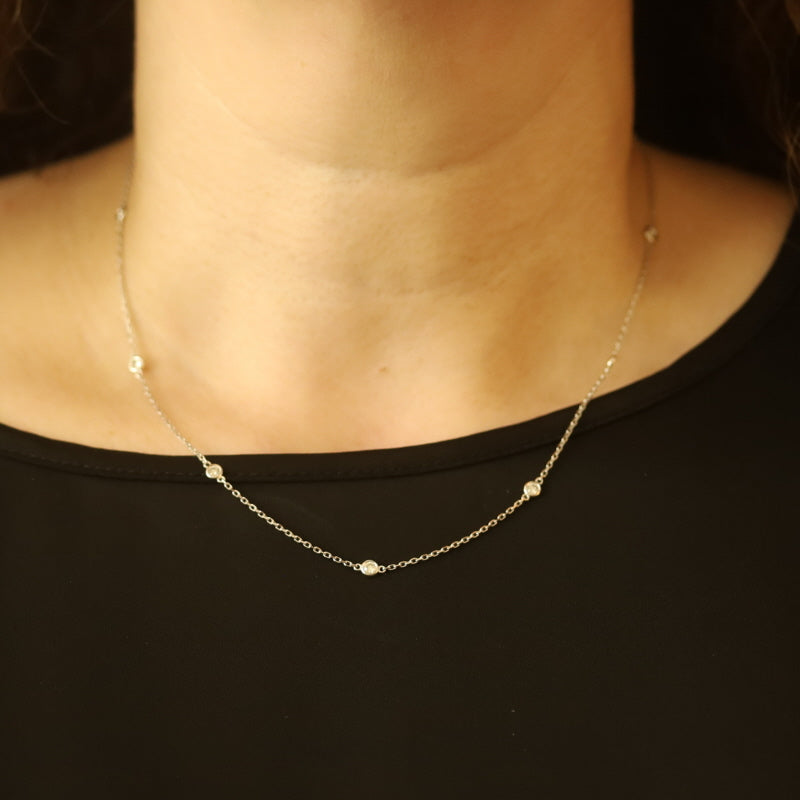 .56ctw Diamond Diamond Cut Cable Chain Station Necklace White Gold