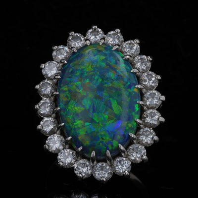 10.60ctw Black Opal and Diamond Ring