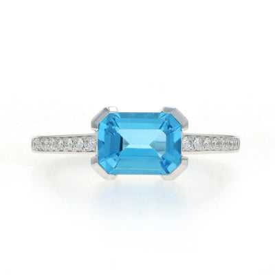 1.89ctw Blue Topaz and Diamond Ring White Gold