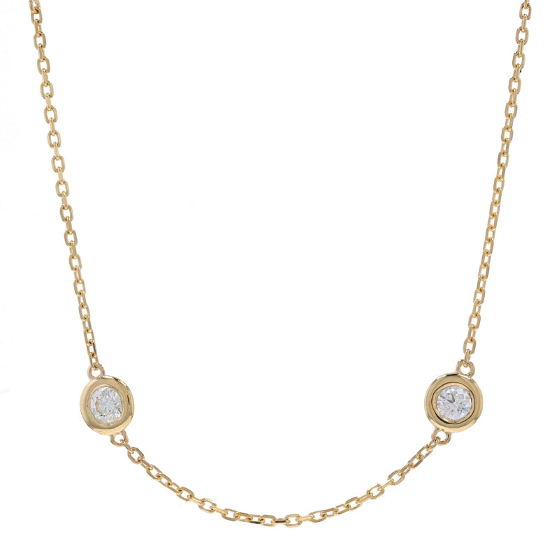 1.27ctw Diamond Station Necklace Yellow Gold