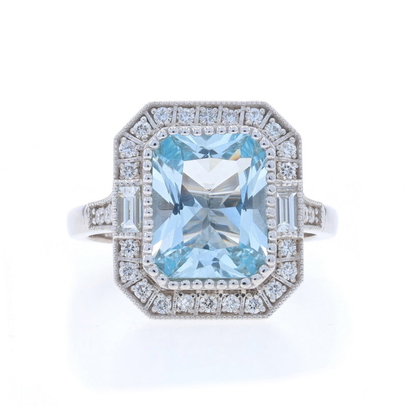 2.98ctw Aquamarine and Diamond Ring White Gold