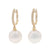 Diamond and Cultured Freshwater Pearl Earrings Yellow Gold
