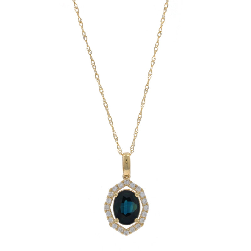 1.95ctw Sapphire and Diamond Pendant Necklace Yellow Gold