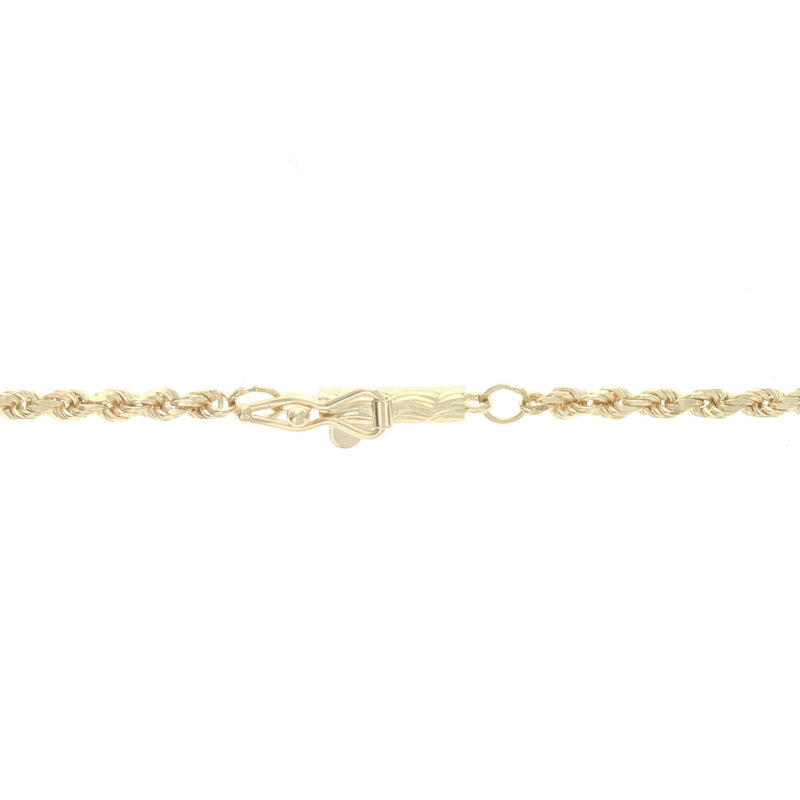 Diamond Cut Rope Chain Necklace Yellow Gold