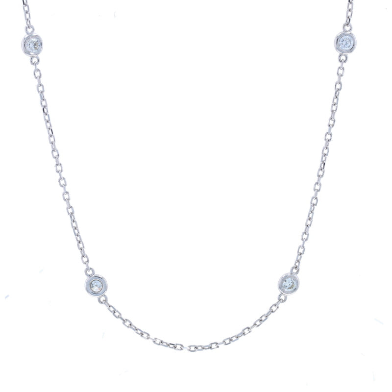 .56ctw Diamond Diamond Cut Cable Chain Station Necklace White Gold