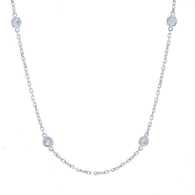 .56ctw Diamond Diamond Cut Cable Chain Station Necklace White Gold