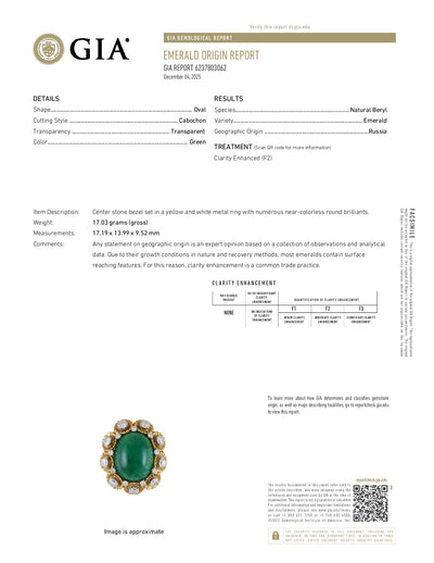 Ruser Cocktail Ring 19.85ctw Emerald and Diamond Ring Yellow Gold