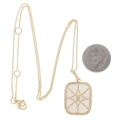 5.70ctw Mother of Pearl and Diamond Pendant Necklace Yellow Gold