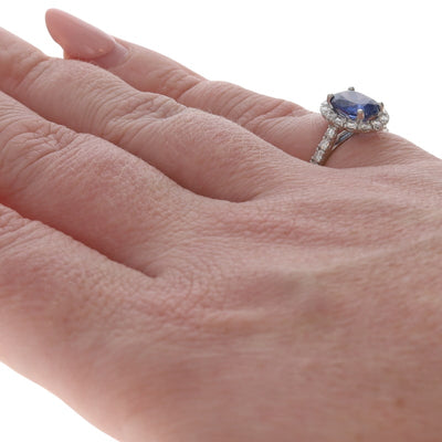 Sapphire and Diamond Women's Ring White Gold