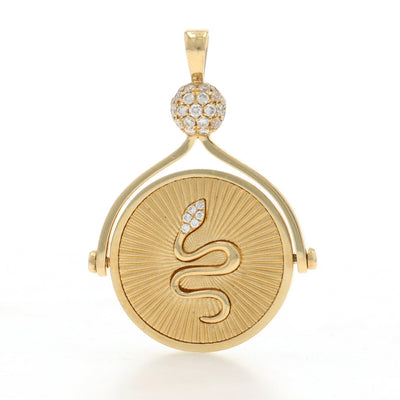 .12ctw Mother of Pearl and Diamond Pendant Yellow Gold
