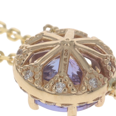 .94ctw Tanzanite and Diamond Pendant Necklace Yellow Gold