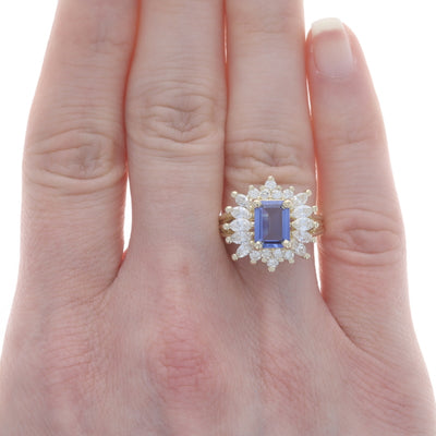 3.09ctw Tanzanite and Diamond Ring Yellow Gold