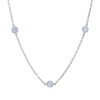 1.07ctw Diamond Diamond Cut Cable Chain Station Necklace White Gold