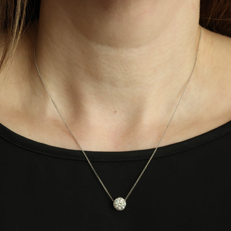 1.69ctw Diamond and Diamond Pendant Necklace White Gold