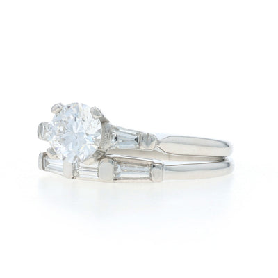 1.72ctw Diamond and Diamond Engagement Ring & Wedding Band Platinum
