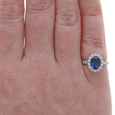 Sapphire and Diamond Women's Ring White Gold