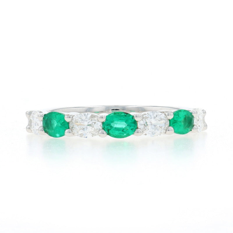 .99ctw Emerald and Diamond Band White Gold