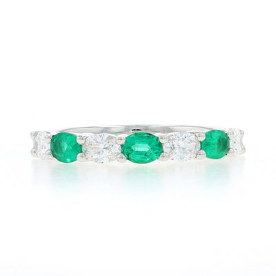 .99ctw Emerald and Diamond Band White Gold