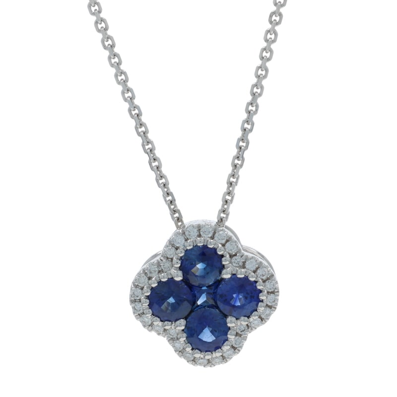 .94ctw Sapphire and Diamond Women's Necklace White Gold