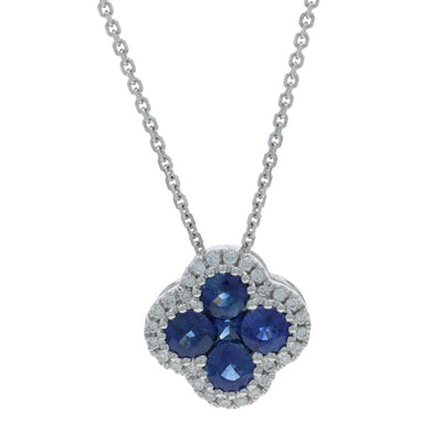 .94ctw Sapphire and Diamond Women's Necklace White Gold