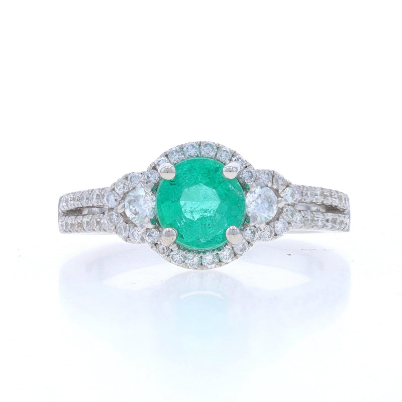 1.46ctw Emerald and Diamond Ring White Gold