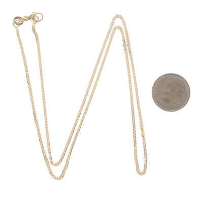 Diamond Cut Wheat Chain Necklace Yellow Gold