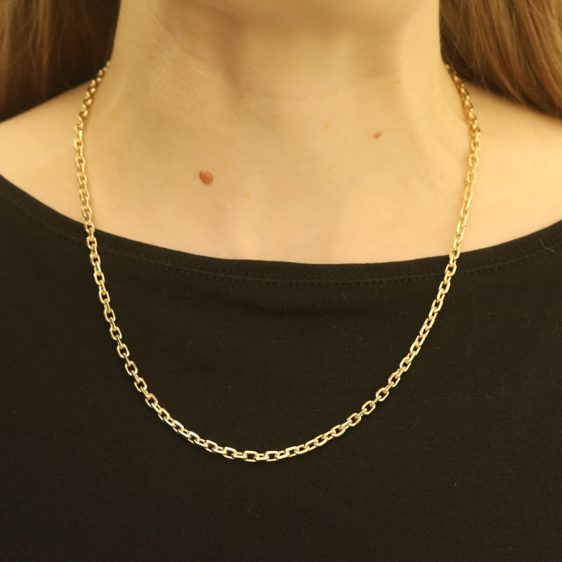 Diamond Cut Cable Chain Necklace Yellow Gold