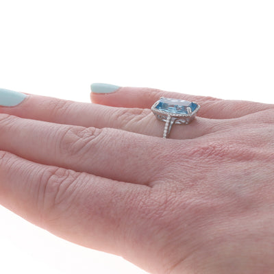 3.73ctw Blue Topaz and Diamond Ring White Gold