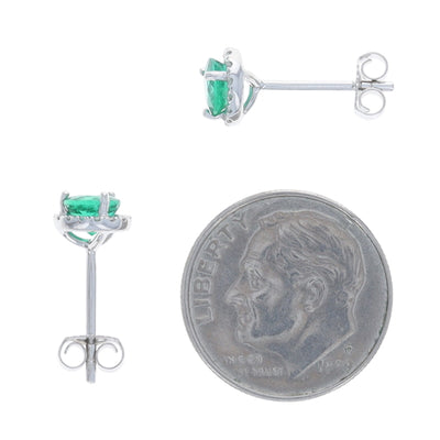 .94ctw Emerald and Diamond Earrings White Gold