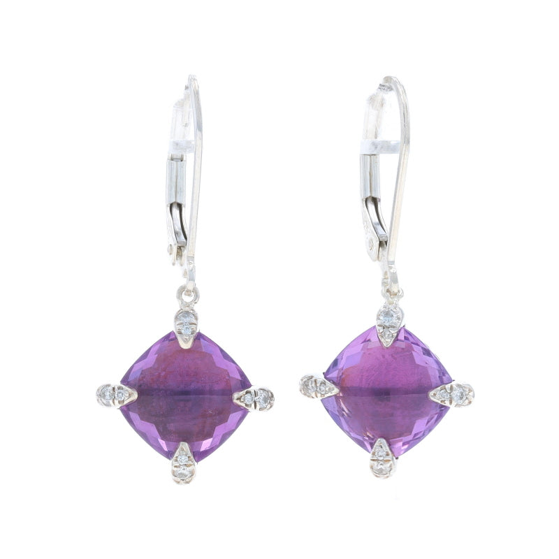David Yurman Chatelaine Converted to drop earrings Amethyst and Diamond Earrings Sterling Silver