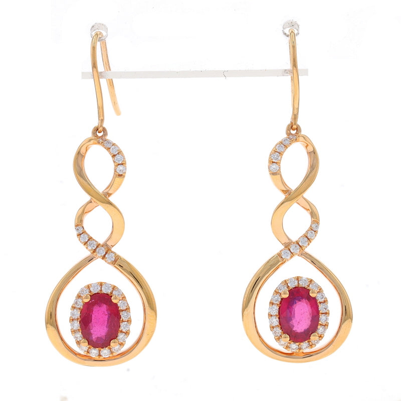 3.14ctw Ruby and Diamond Earrings Yellow Gold