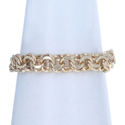 Diamond Cut Double Curb Bracelet Yellow Gold