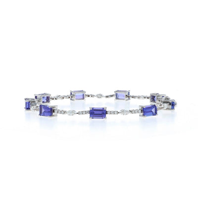 9.08ctw Tanzanite and Diamond Bracelet White Gold