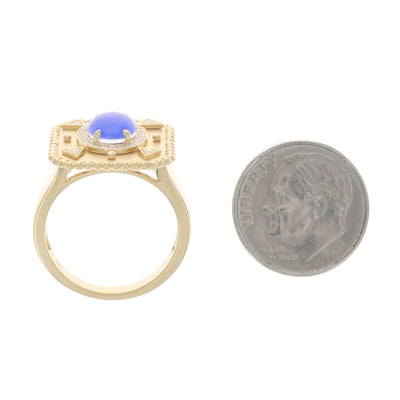 Doves Justinian 1.64 Lapis & Quartz Doublet and Diamond Yellow Gold