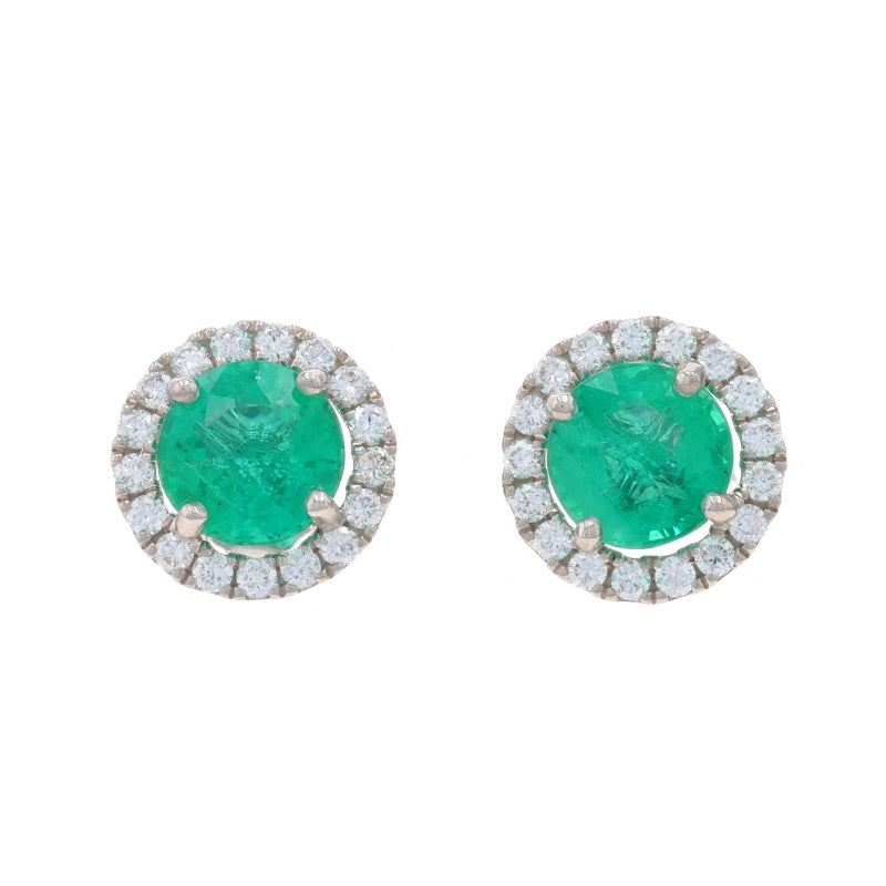 3.25ctw Emerald and Diamond Earrings White Gold