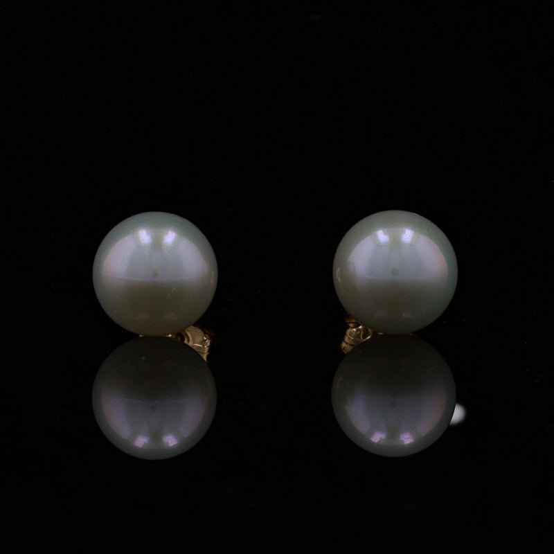 Cultured Pearl Earrings Yellow Gold