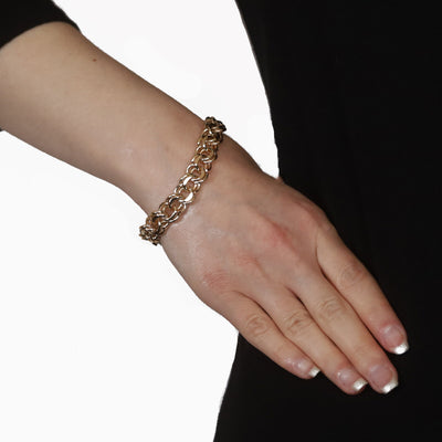 Diamond Cut Double Curb Bracelet Yellow Gold