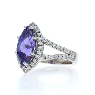 3.20ctw Tanzanite and Diamond Ring White Gold
