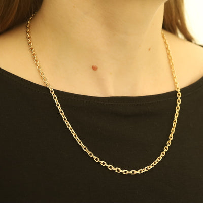 Diamond Cut Cable Chain Necklace Yellow Gold