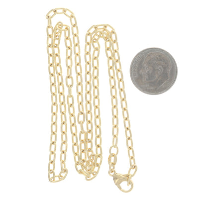 Mini Paperclip Cable Chain Necklace Yellow Gold