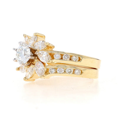 2.06ctw Diamond and Diamond Engagement Ring & Wedding Band Yellow Gold